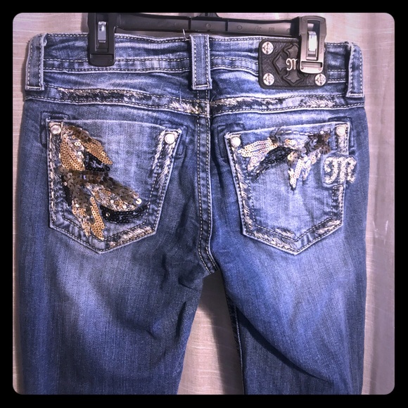 Miss Me Denim - (Miss Me) Sequin Wing Bootcut Jeans